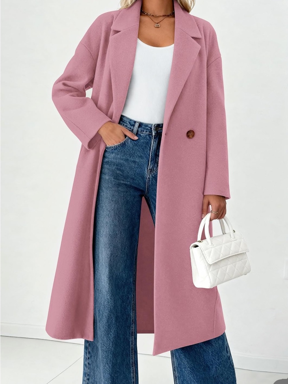 Pretty Garden Long Pink Open Front Coat - Picture 3 of 9